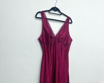 GORGEOUS Vintage Burgundy Silky Slip Dress