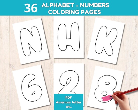 Alphabet and Numbers coloring pages to print for Toddlers, preschoolers and kindergarten, simple coloring pages for home Education