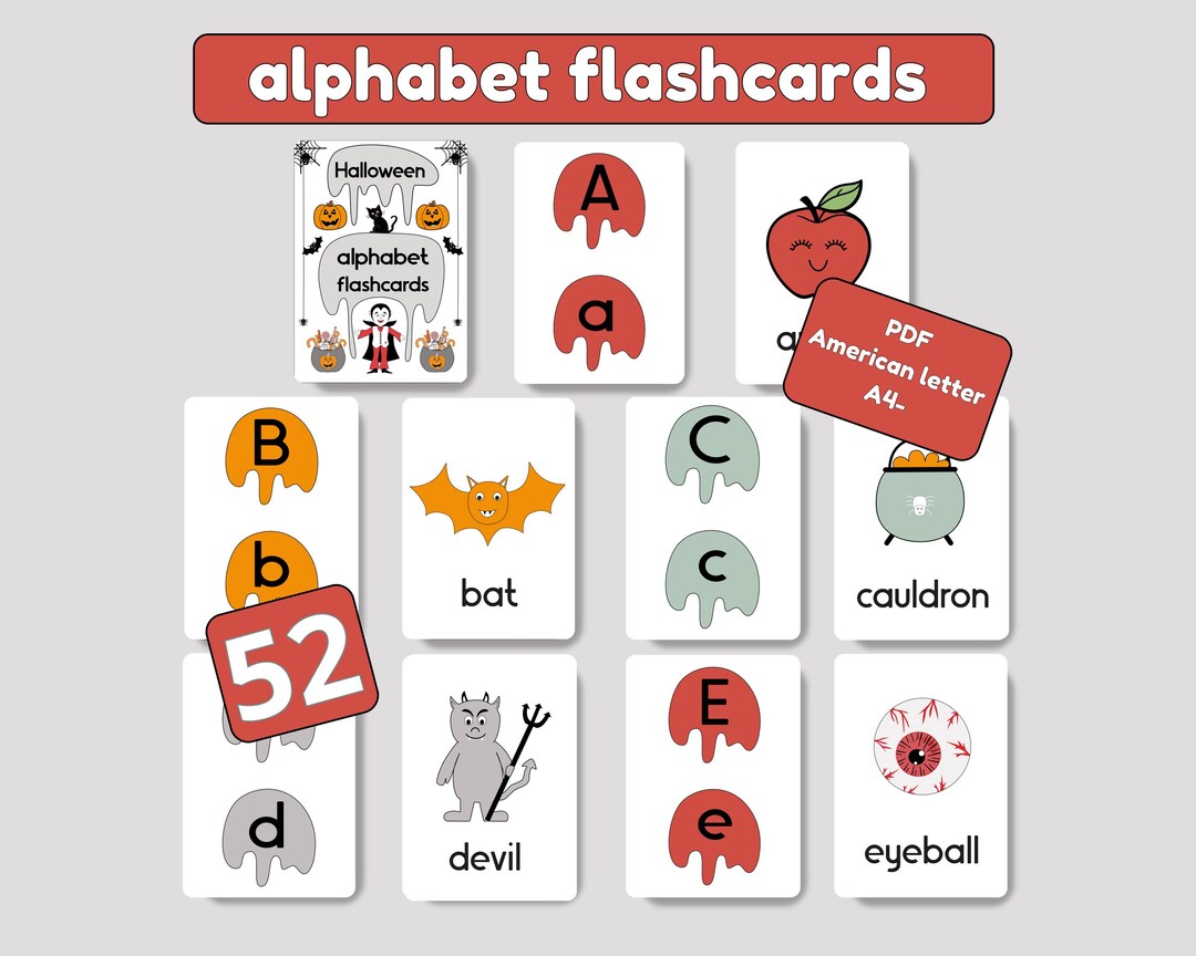 Tarjetas del alfabeto imprimibles de Halloween para preescolares ...