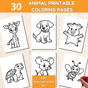 幼児、未就学児、幼稚園児向けの動物ぬり絵ページ、家庭教育用のシンプルなぬり絵ページ