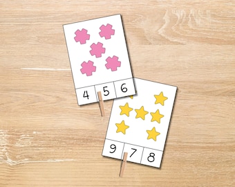 Tarjetas de conteo PDF, conteo de figuras geométricas 1–20 para infantil y preescolar, actividad matemática imprimible