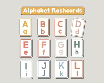 ABC flashcards, colorful uppercase and lowercase alphabet, printable flashcards, alphabet cards, DIGITAL DOWNLOAD