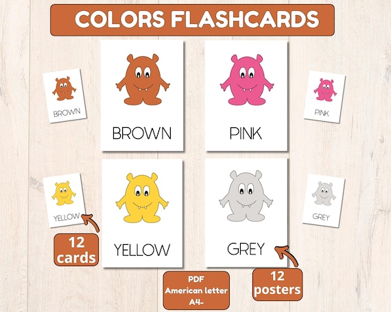 Flashcards and Poster  Colorful Learning Printable for Toddlers and Preschoolers, Kindergarten and preschool Resource Montessori Activiti