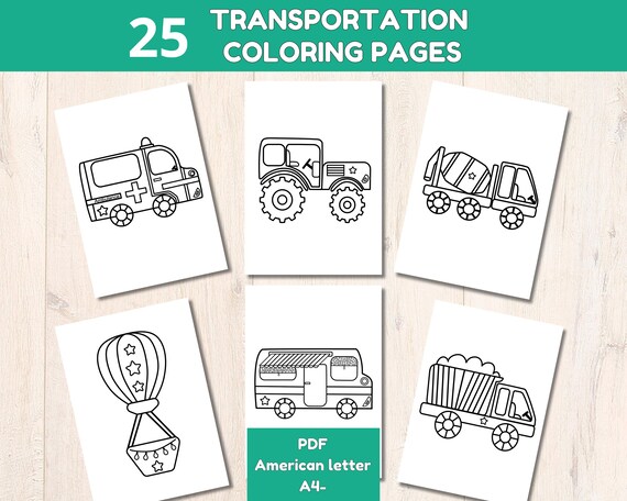 Transportation coloring pages to print for Toddlers, preschoolers and kindergarten, simple coloring pages for home Education