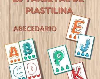 Tarjetas de plastilina ABC preescolar, tapetes de Play Doh del alfabeto, actividad imprimible, educación en el hogar, DESCARGA DIGITAL