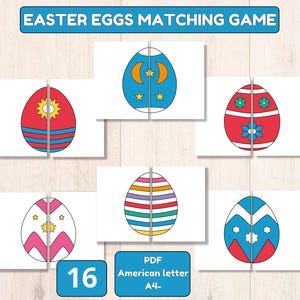 Easter eggs combination game for children, Easter games, Preschool and Kindergarten Learning activity, pairing activity for kids