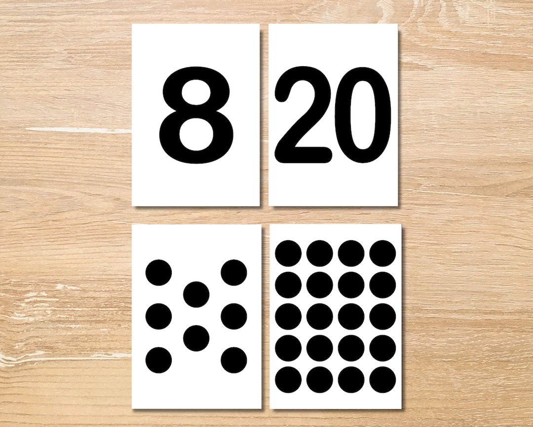 Number Flashcards 1–20 for Preschool, Printable Counting Cards for ...