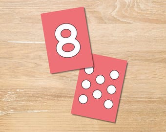Tarjetas  didácticas de números 1-20 para preescolar, tarjetas de conteo Montessori