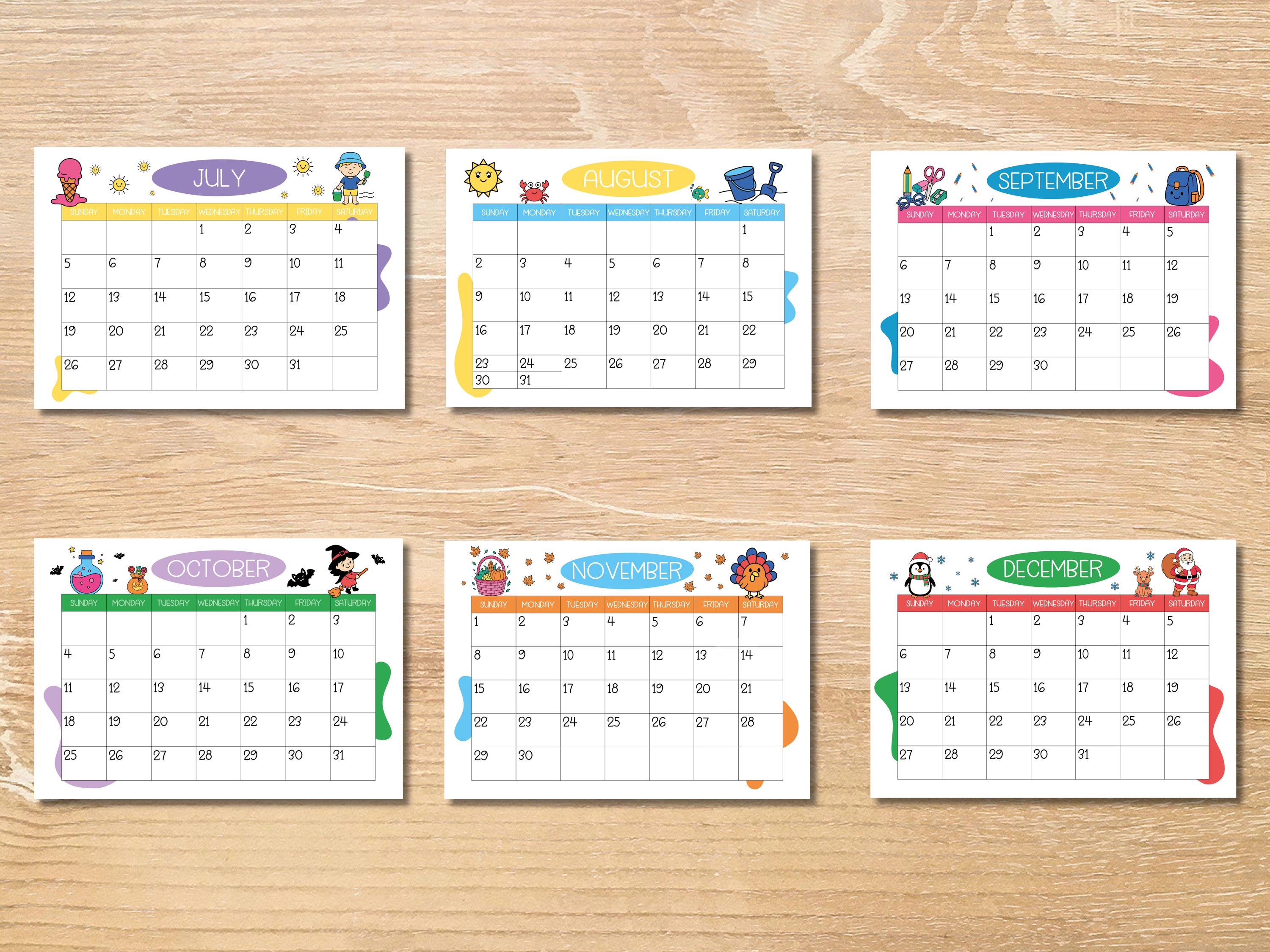 Printable Kids Calendar 2026, Monthly Planner for Children - Etsy