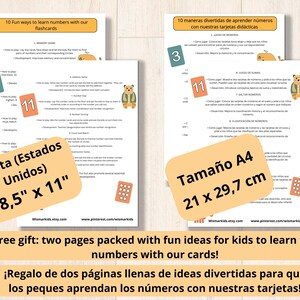 Puede incluir: Dos p&aacute;ginas de tarjetas de memoria imprimibles con 10 formas divertidas de aprender n&uacute;meros para ni&ntilde;os. Las tarjetas miden 8,5 pulgadas por 11 pulgadas y est&aacute;n dise&ntilde;adas para ser utilizadas en los Estados Unidos. El texto en las tarjetas est&aacute; en ingl&eacute;s y espa&ntilde;ol.