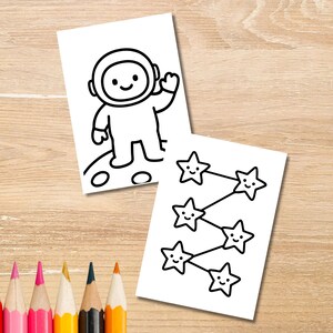 Páginas para colorear del espacio imprimibles para niños y preescolares, libro para colorear para educación en casa