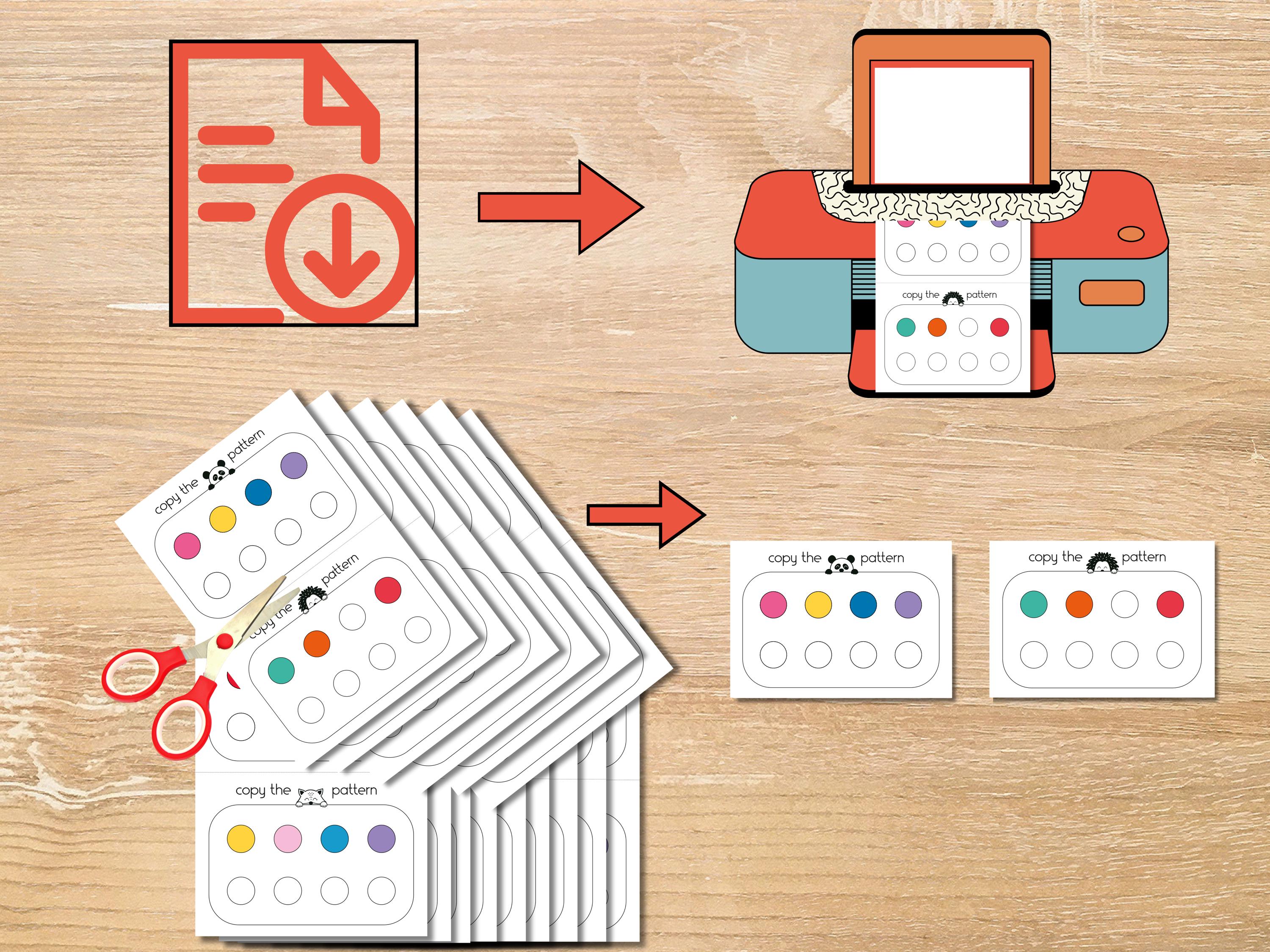 Color Pattern Activity Cards for Preschool, Printable Early Learning ...