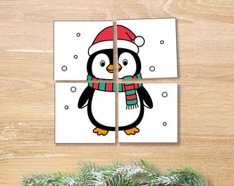 10 puzzles de Navidad para niños imprimibles, rompecabezas navideño para preescolar y primaria