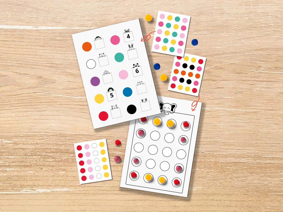 Preschool Color Pattern Cards, Pom Activity, Fine Motor Skills (digital ...