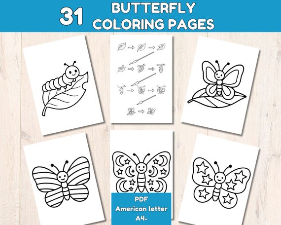 Easy simple coloring pages for Toddlers, Preschool and kindergarten, butterfly coloring page, coloring printable book for young  children