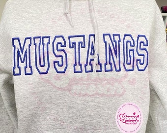 School Mascot Glitter Sweatshirt,Personalized,Glitter Team Name, Mustangs, Sweatshirt,High SchoolTeam Hoodie,Bulldogs Hoodie,Spirit Crewneck