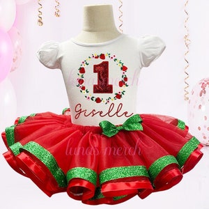 Personalized Birthday Tutu, Birthday Strawberry Outfit, Strawberry Birthday Tutu, Strawberry Birthday Outfit, Strawberry one, any number.
