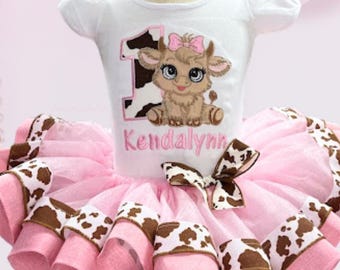 First Birthday tutu, First Birthday Cow Outfit, Cow Birthday Tutu, Barnyard Birthday Outfit, Fluffy Cow Birthday Outfit, Tutu outfit. Farm,