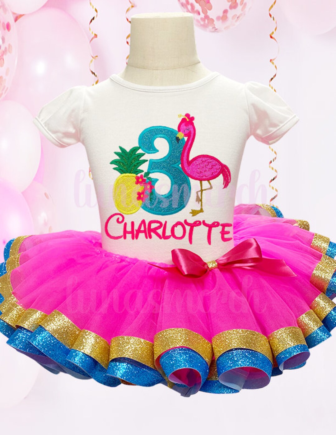flamingo birthday dress Flamingo Dog Dress main image 1