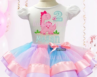 Tenue d'anniversaire de dinosaure, tutu de dinosaure, anniversaire de fille de dinosaure, chemise d'anniversaire de dinosaure, anniversaire de dinosaure de filles, chemise de dinosaure de filles, dinosaure