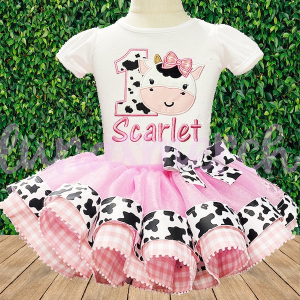 First Birthday tutu, First Birthday Cow Outfit, Cow Birthday Tutu, Barnyard Birthday Outfit, One Cow Birthday Outfit, Tutu outfit. Farm,