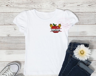 Embroidered  Personalized back to school shirt, First day of school shirt, custom school shirt, school, kindergarten shirt, girls  shirt