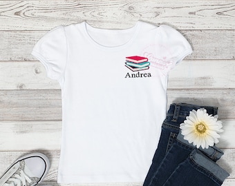 Embroidered  Personalized back to school shirt, First day of school shirt, custom school shirt, school, kindergarten shirt, girls  shirt