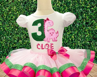 Tenue d'anniversaire de dinosaure, tutu de dinosaure, anniversaire de fille de dinosaure, chemise d'anniversaire de dinosaure, anniversaire de dinosaure de filles, chemise de dinosaure de filles, dinosaure
