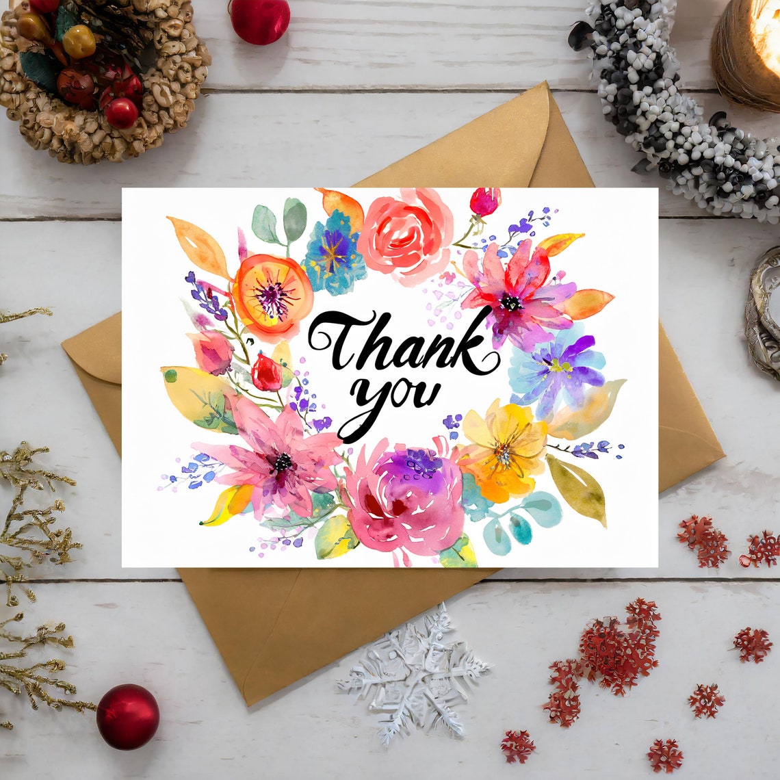 Thank You Card Variety Pack Wildflower Design Thank You Card Modern AI