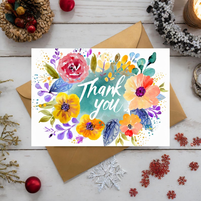 Thank You Card Variety Pack Wildflower Design Thank You Card Modern AI