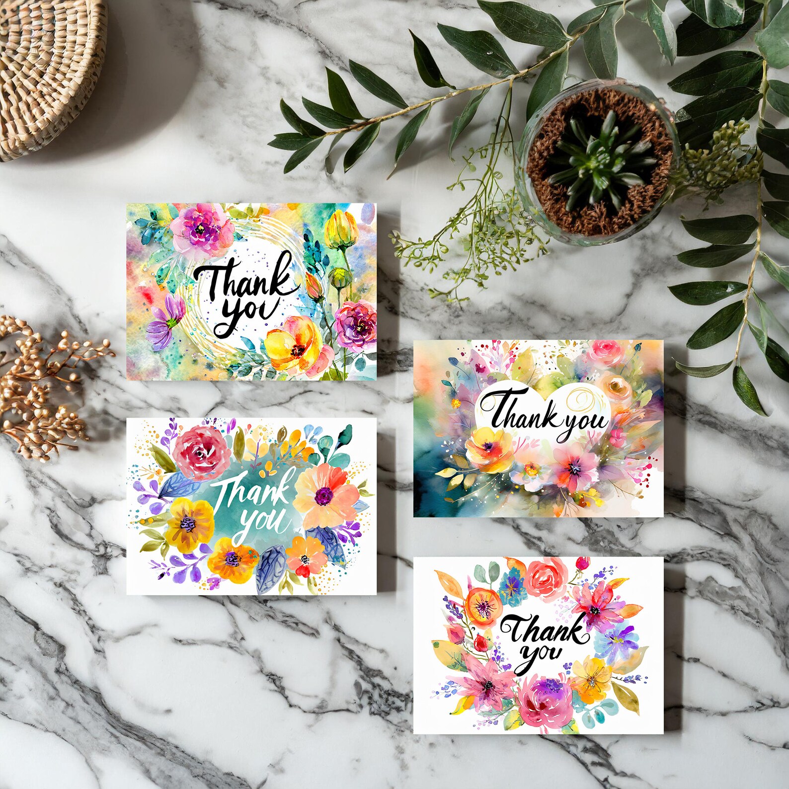 Thank You Card Variety Pack Wildflower Design Thank You Card Modern AI