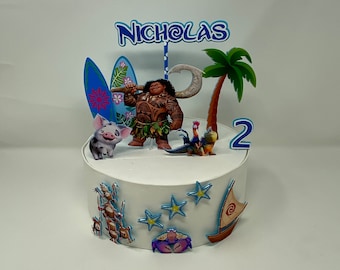 Adorno para pastel de Maui - Adorno para pastel de Moana/Maui - Fiesta de cumpleaños de Maui