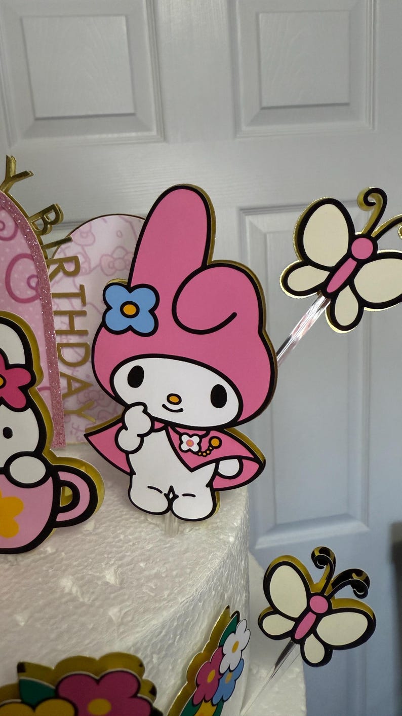 Kitty Cake Topper - Kitty Birthday Girl - Pink Kitty Birthday Party image 2