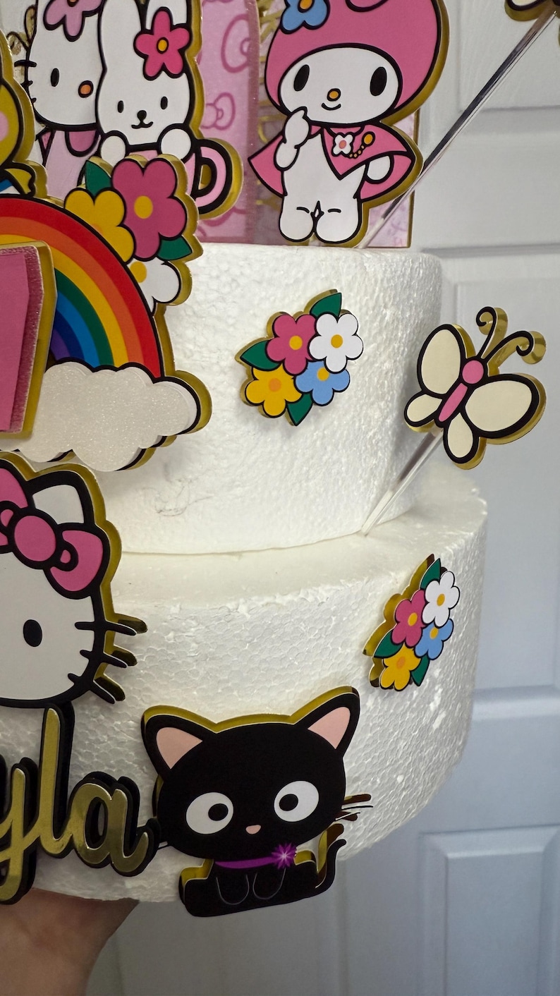 Kitty Cake Topper - Kitty Birthday Girl - Pink Kitty Birthday Party image 4