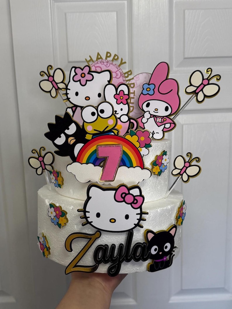 Kitty Cake Topper - Kitty Birthday Girl - Pink Kitty Birthday Party image 1