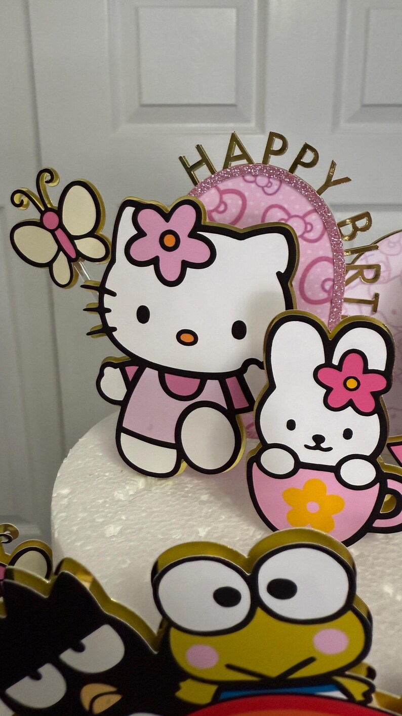 Kitty Cake Topper - Kitty Birthday Girl - Pink Kitty Birthday Party image 3