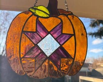 Purple Patchwork Pumpkin