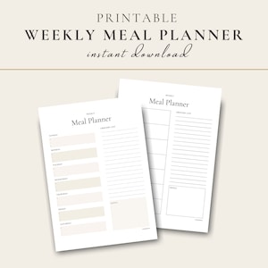 Weekly Meal Planner: Food Tracker, Grocery List, Dinner Planning (Digital Download A4/A5/US Letter Size)