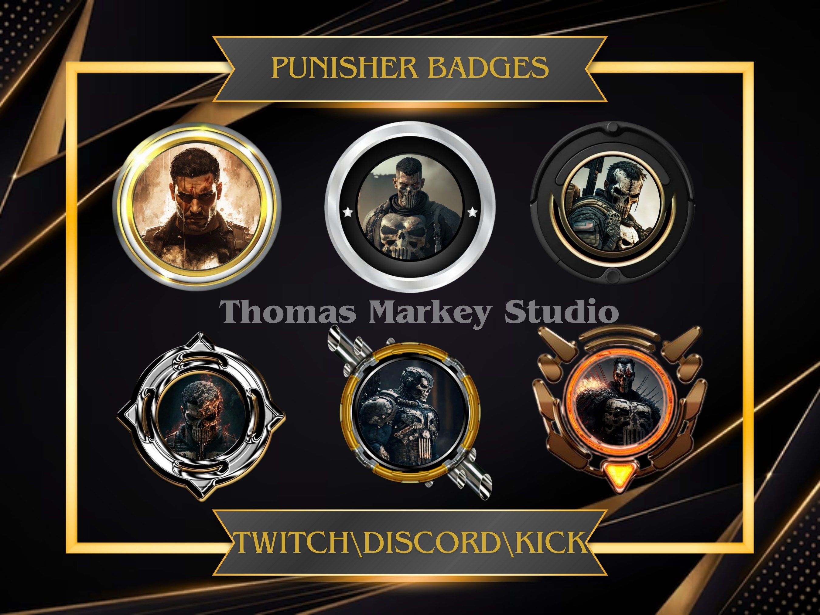 Puni-sher Badges Set - Pay To Use Anime Badges - Instant Download For Twitch Or Discord!