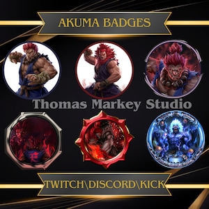 Aku-ma Sub/Bit Badges For Twitch | Set Of 6 Anime Badge | Discord Role Badges | Twitch/Kick Collaboration | Featuring Fictional Characters |