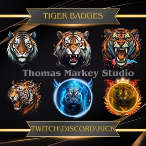 Tiger Themed Badges - Ready for Twitch/Discord - Subscriber & Bit Icons.