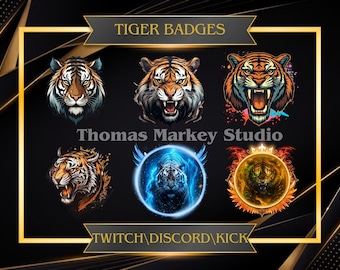 Tiger Themed Badges - Ready for Twitch/Discord - Subscriber & Bit Icons.