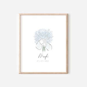 Sympathy Bereavement Gift, Custom Floral Newborn Baby Loss Keepsake, Miscarriage Baby Breath Gift, Infant Funeral Print, Pregnancy Loss