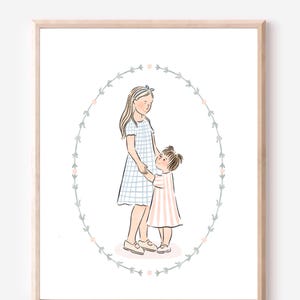 Custom Portrait Painting for Her, Cute Family Drawing from Photo, Wedding Couple Portrait Illustration, Portrait for Mother’s Day Gift