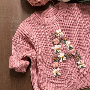 The Big Flower Sweater Hand Embroidered Baby Girls Sweater image 4