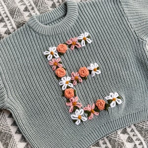 The Big Flower Sweater Hand Embroidered Baby Girls Sweater image 3