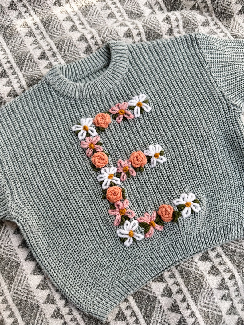 The Big Flower Sweater Hand Embroidered Baby Girls Sweater image 3