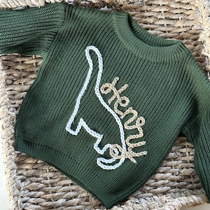 恐竜セーター - 手刺繍ベビーセーター