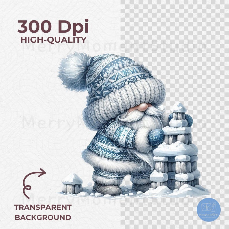 Watercolor Christmas Gnome Clipart: Winter Holiday Illustration (PNG ...