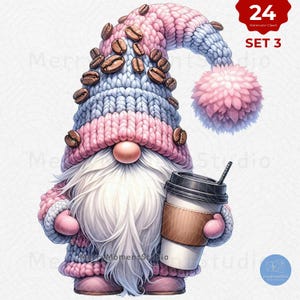 Watercolor Coffee Lover Gnomes, Coffee gnomes png, Coffee Beans gnome, Cute gnomes clipart, Coffee png, Coffee lover png, sublimate png